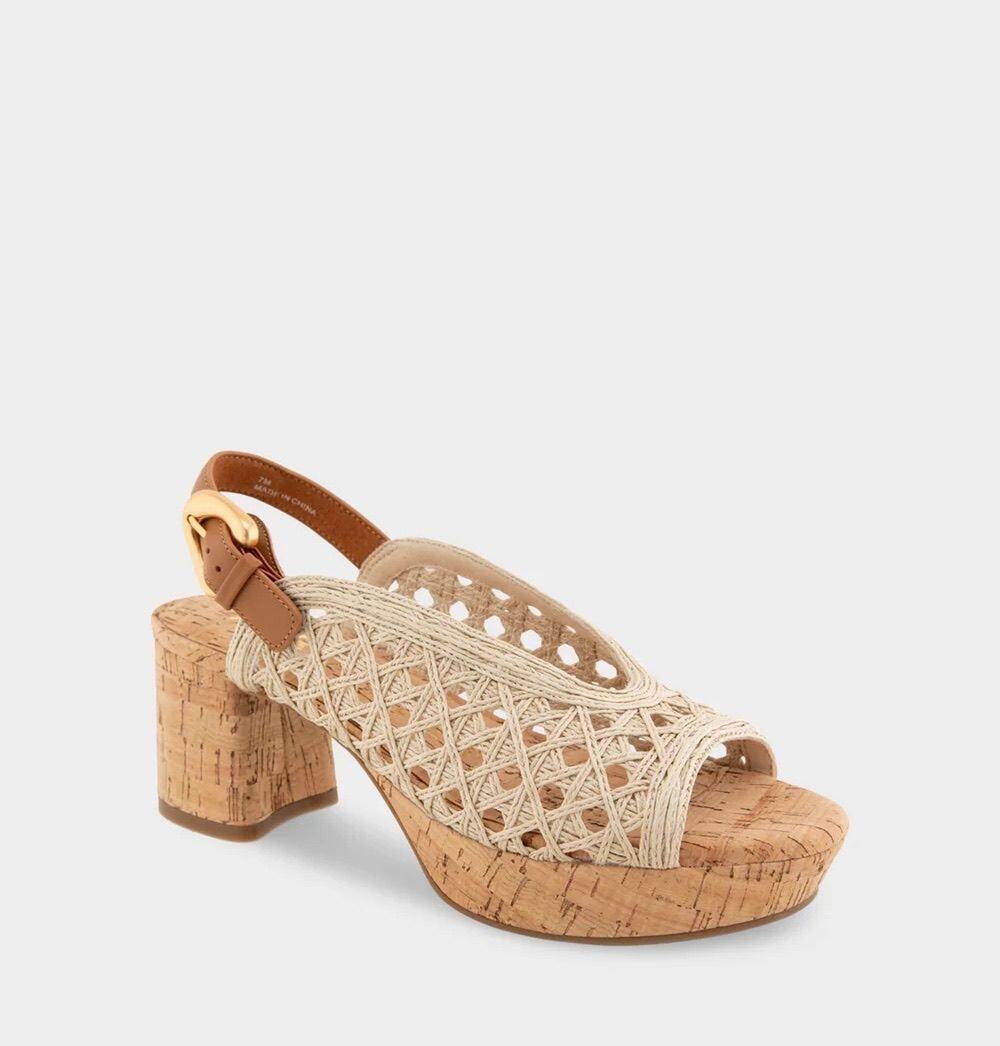 Aerosols Comfortable Women's Platform Sandals STYLE: CORNELIA RAFFIA, $150 MSRP